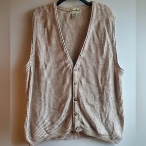 Vintage Eddie Bauer Men's Knit Sweater Vest Size Medium, Button Down, Cr…